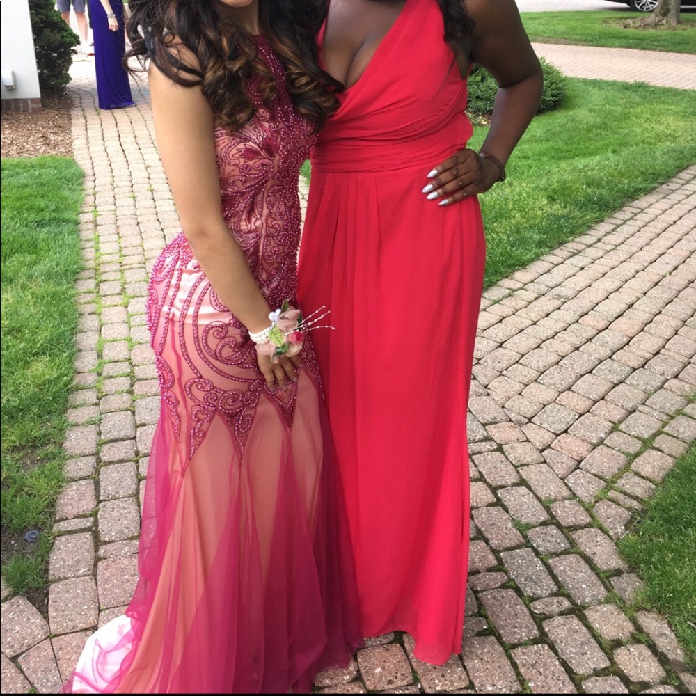 Jovani Burgundy Wine Prom Dress